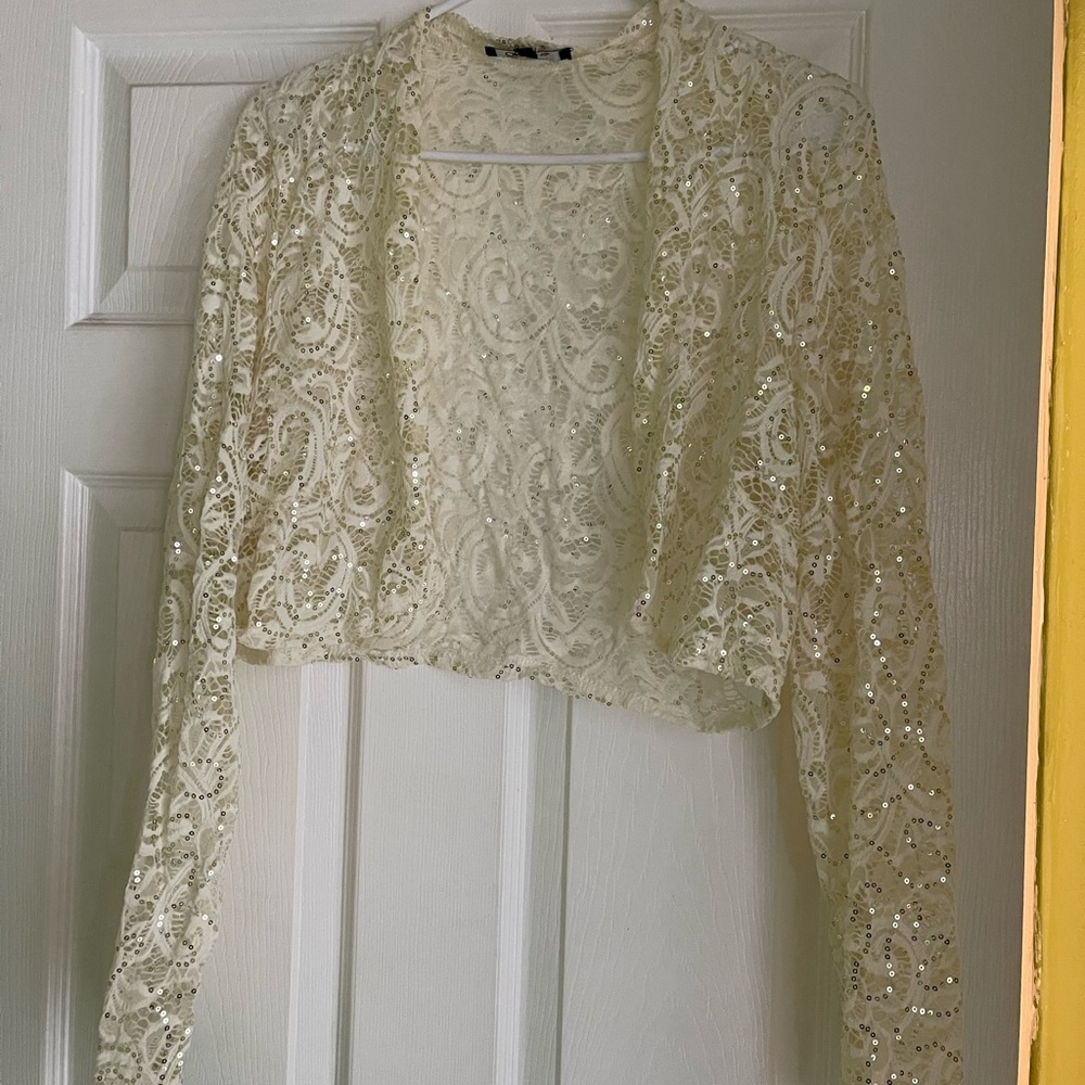 Chic Ivory Sequin Lace Bolero